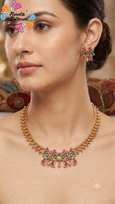 Floral Designer Matte Finished Necklace