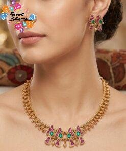 Floral Designer Matte Finished Necklace