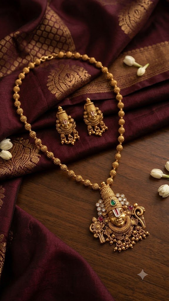 Perumal Face Designer Matte Finished Haram Perumal Face Designer Matte Finished Haram - Image 2