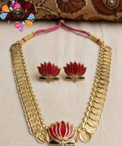 Welcome Swastik Boutiques, Sri Lanka Alternative view of Green Lotus Designer Matte Finished Necklace