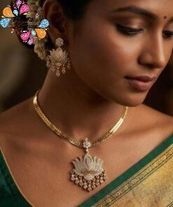 White Stone Lotus Designer Matte Finished Necklace