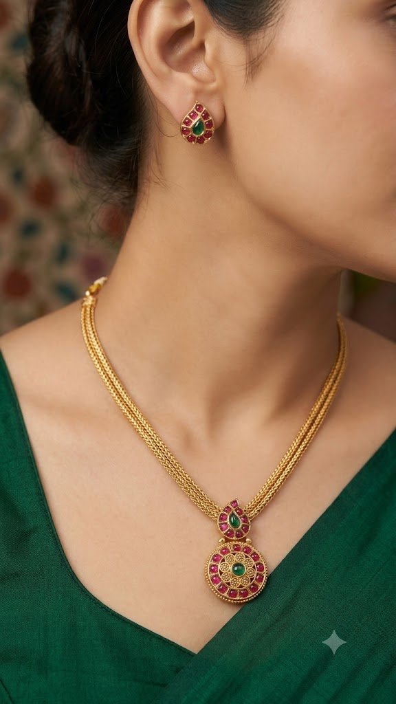 Floral Designer Matte Finished Necklace Floral Designer Matte Finished Necklace