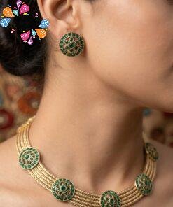 Green Stone Designer Matte Finished Necklace