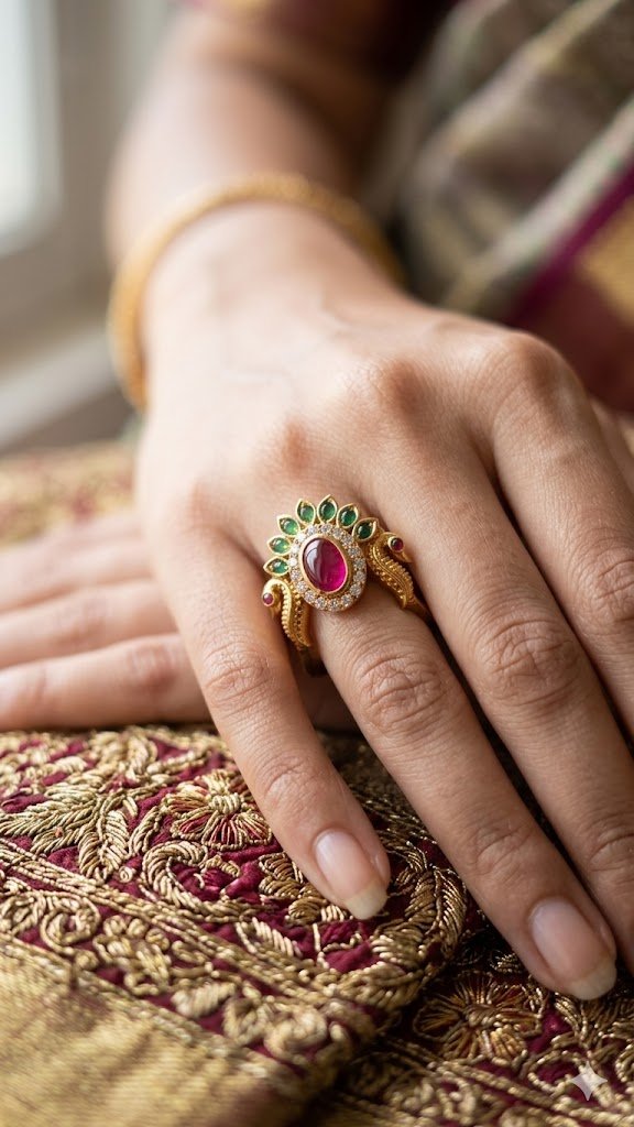 Premium Peacock Designer Matte Finished Ring Premium Peacock Designer Matte Finished Ring