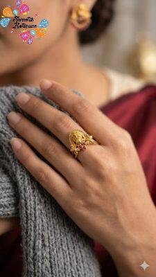 Premium Lakshmi Designer Matte Finished Ring