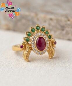 Alternative view of Premium Peacock Designer Matte Finished Ring