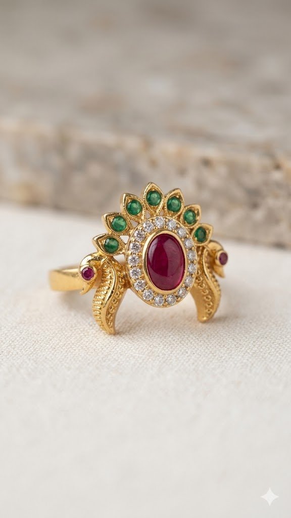Premium Peacock Designer Matte Finished Ring Premium Peacock Designer Matte Finished Ring - Image 2
