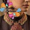 Floral Designer Pink Stone And White Pearl Mixed Matte Finished Necklace