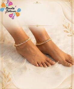 Premium White Pearl Designer Antique Gold Anklet