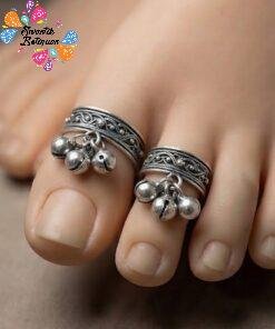 Floral Designer Oxidised Toe Rings