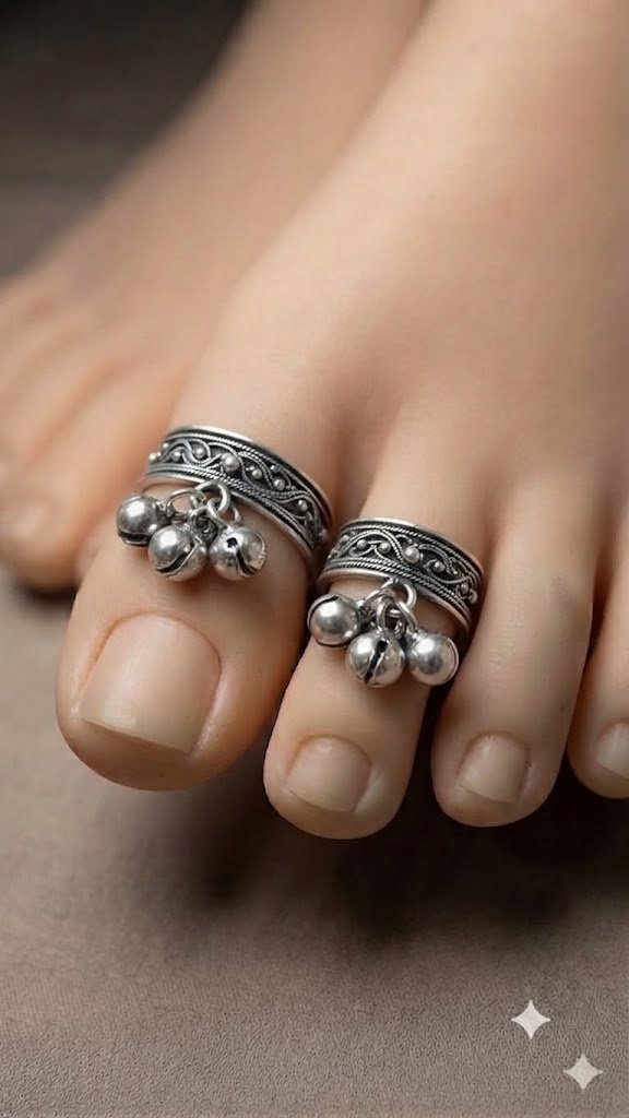 Floral Designer Oxidised Toe Rings Floral Designer Oxidised Toe Rings