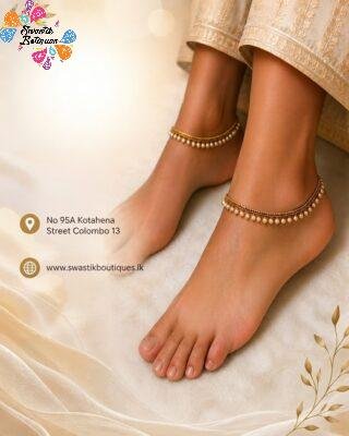 Premium White Pearl Designer Matte Finished Anklet