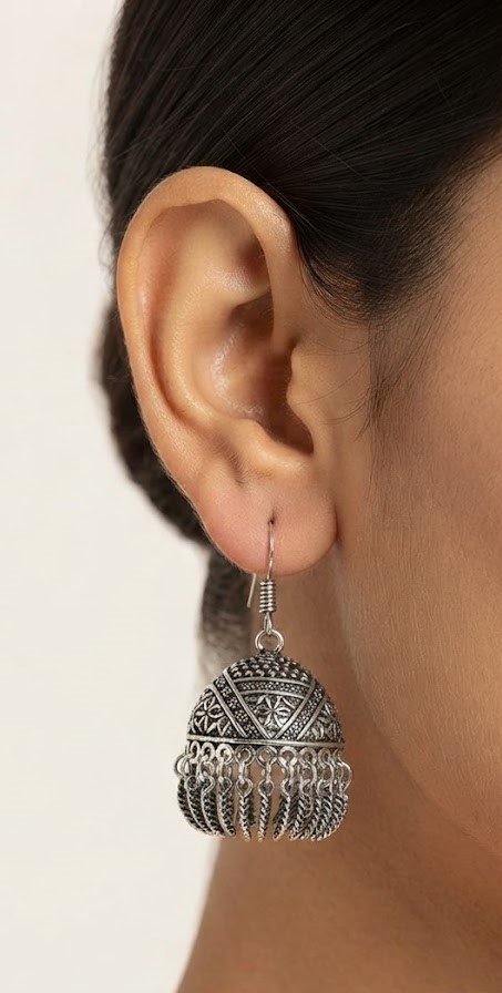 Leaf Designer Oxidised Silver Jhumkha Leaf Designer Oxidised Silver Jhumkha
