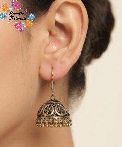 Floral Designer Oxidised Gold Jhumkha