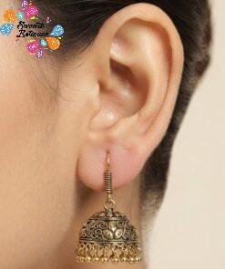 Floral Designer Oxidised Gold Jhumkha
