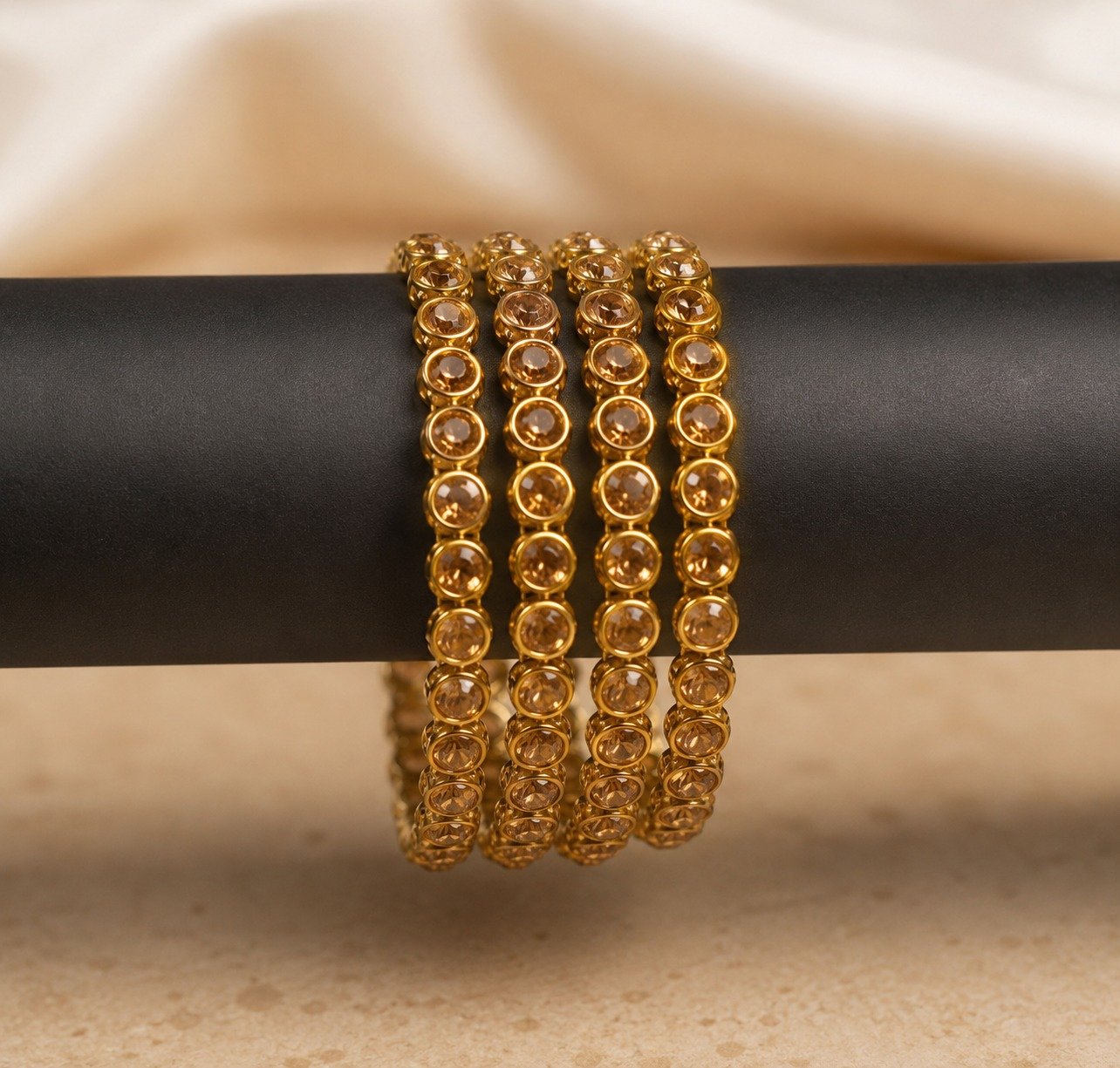 Gold Stone Designer Oxidised Gold Bangles Gold Stone Designer Oxidised Gold Bangles - Image 2