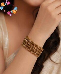 Gold Stone Designer Oxidised Gold Bangles