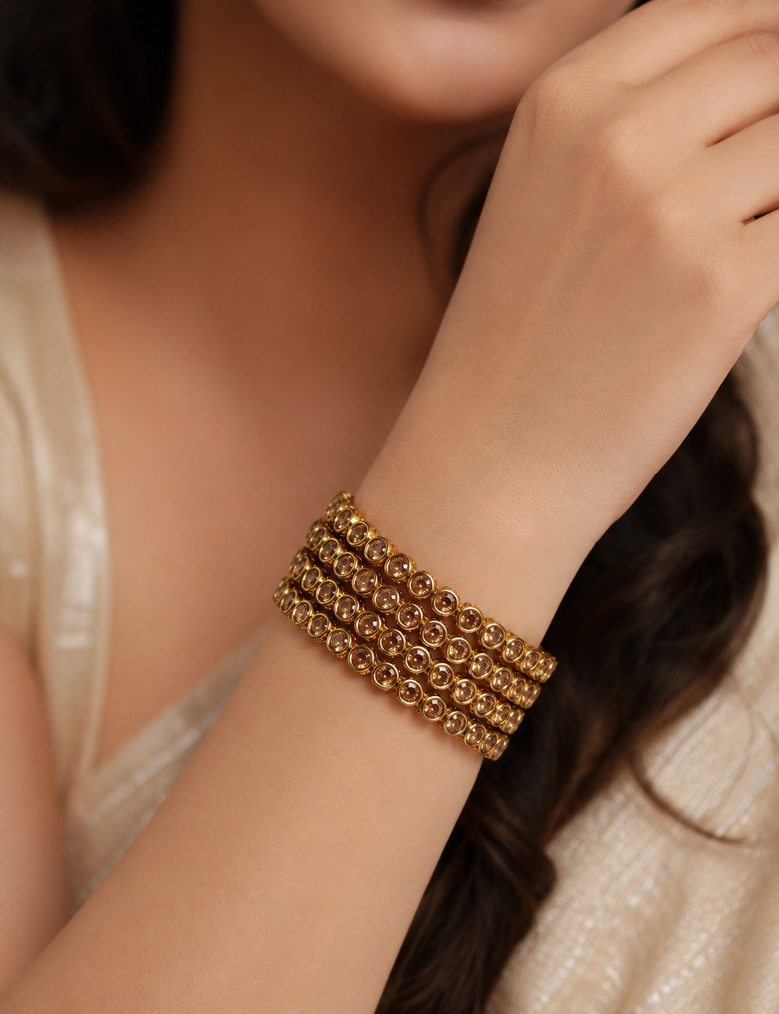Gold Stone Designer Oxidised Gold Bangles Gold Stone Designer Oxidised Gold Bangles