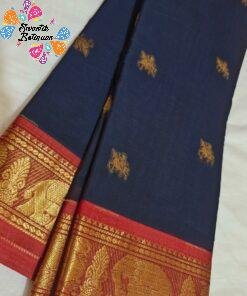 Black And Maroon With Gold Zari Border Premium Kanchi Cotton Saree with Rich Pallu Black And Maroon With Gold Zari Border Premium Kanchi Cotton Saree with Rich Pallu