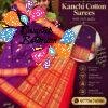 Deep Purple And Rani Pink Gold Zari Border Premium Kanchi Cotton Saree with Rich Pallu