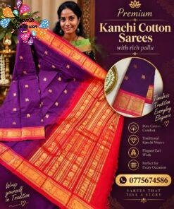 Deep Purple And Rani Pink Gold Zari Border Premium Kanchi Cotton Saree with Rich Pallu