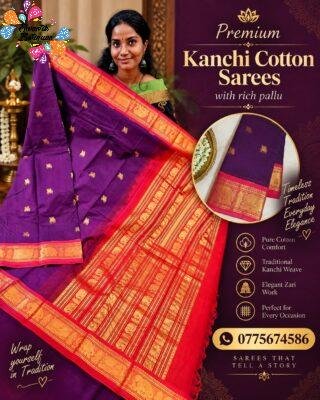 Deep Purple And Rani Pink Gold Zari Border Premium Kanchi Cotton Saree with Rich Pallu
