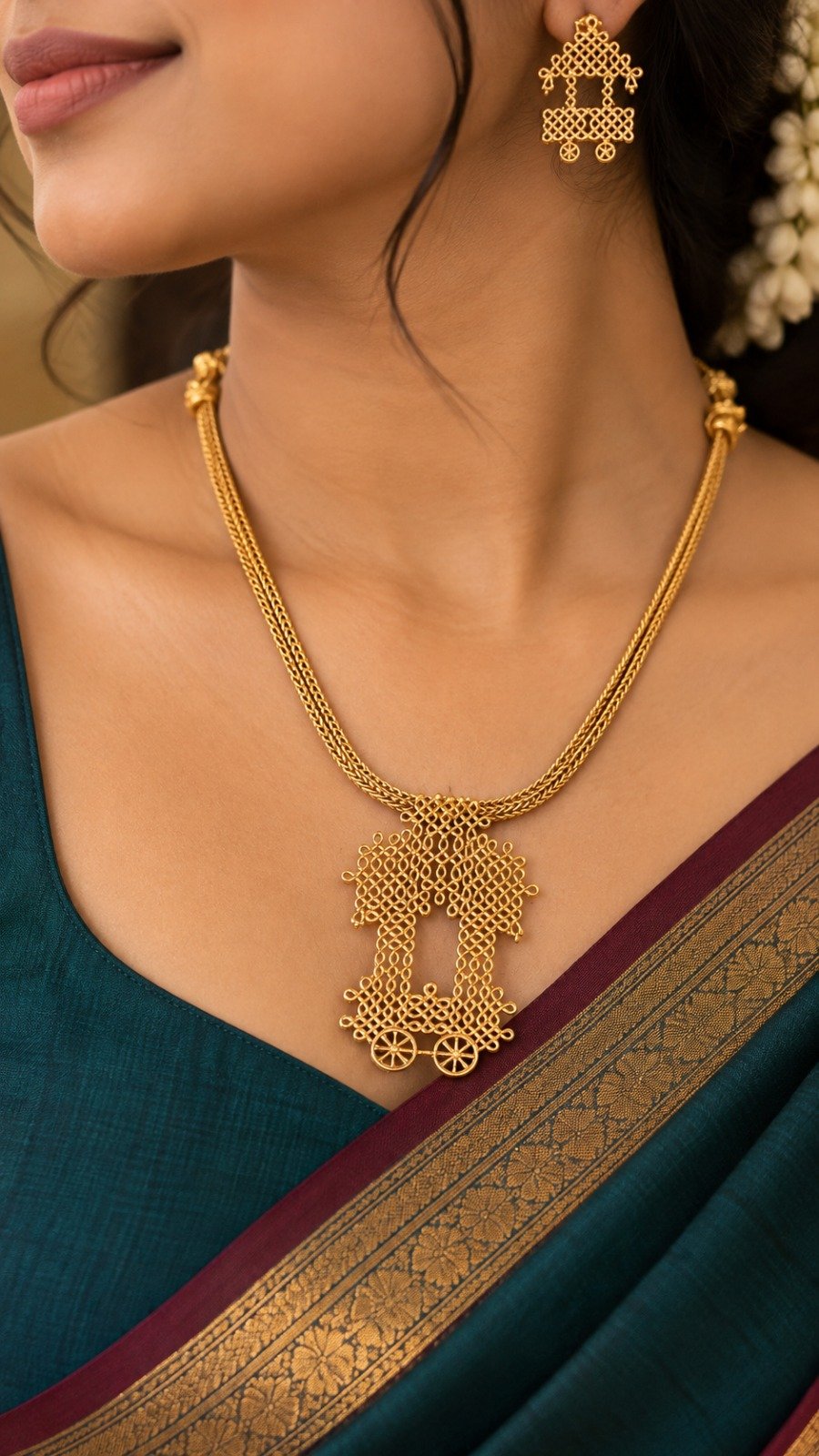 Circular Dangling Motifs Designer Matte Finished Necklace Circular Dangling Motifs Designer Matte Finished Necklace