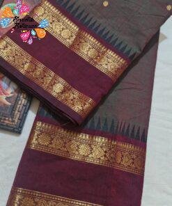 Brownish Grey With Dark Maroon Gold Zari Border Premium Kanchi Cotton Saree with Rich Pallu Brownish Grey With Dark Maroon Gold Zari Border Premium Kanchi Cotton Saree with Rich Pallu