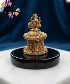 Ganesh Designer Pink And Green Stone Mixed Matte Finished Kum Kum Boxes