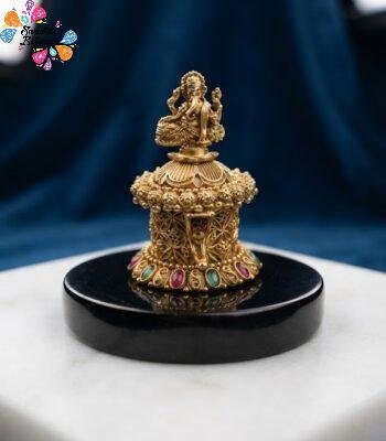 Ganesh Designer Pink And Green Stone Mixed Matte Finished Kum Kum Boxes