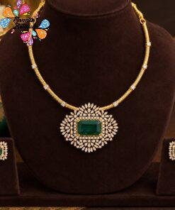 Alternative view of Premium Green Diamond Designer White Ad Stone Matte Finished Necklace
