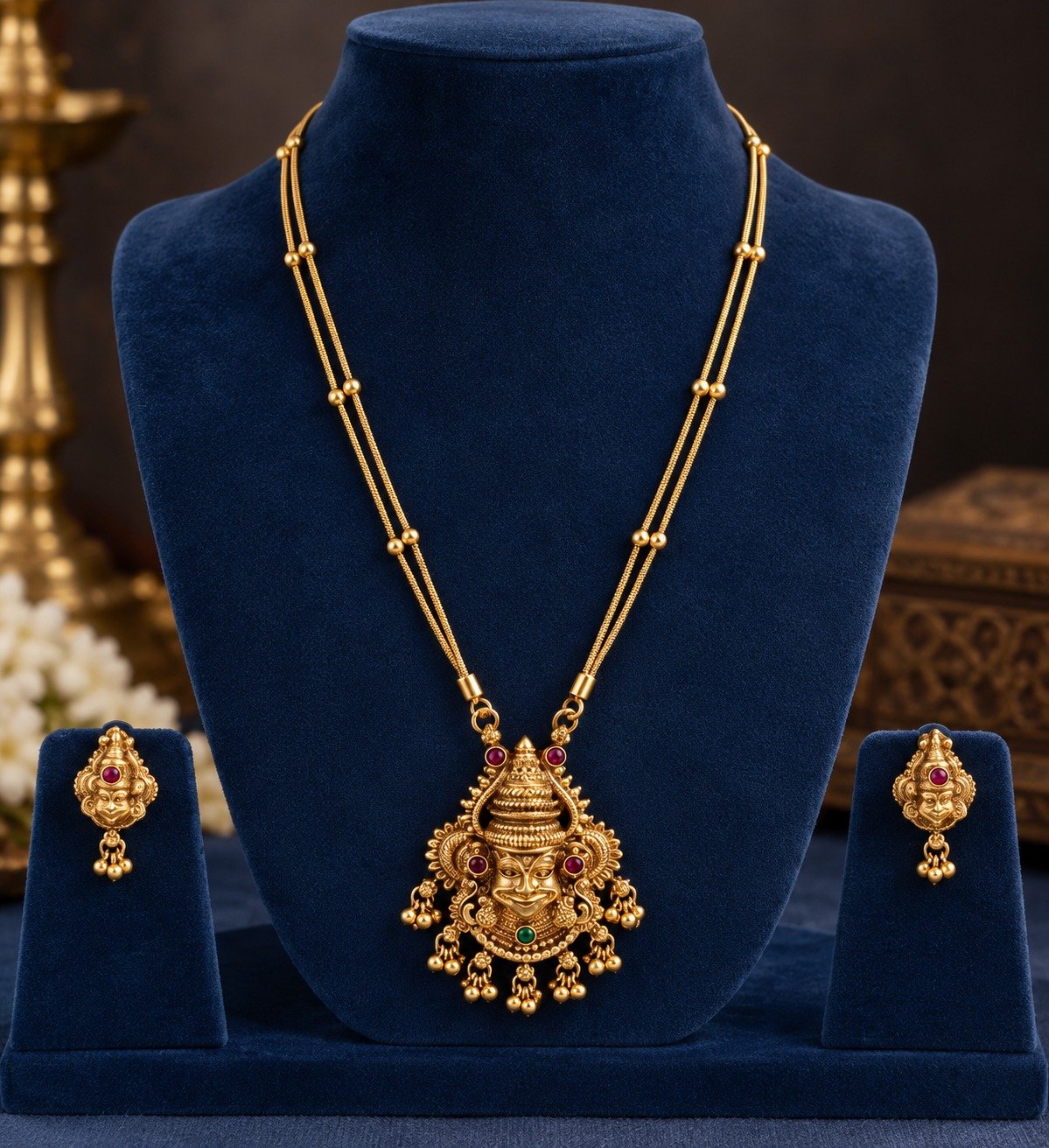 Perumal Face Designer Matte Finished Necklace Perumal Face Designer Matte Finished Necklace - Image 2