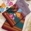 Lavender Grey With Teal Green And Maroon Antique Gold Zari Border Premium Chettinad Cotton Saree Lavender Grey With Teal Green And Maroon Antique Gold Zari Border Premium Chettinad Cotton Saree