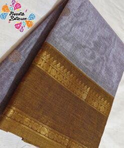 Welcome Swastik Boutiques, Sri Lanka Alternative view of Dusty Lavender And Brown With Gold Zari Border Premium Kanchi Cotton Saree with Rich Pallu