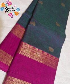 Slate Grey With Rani Pink Gold Zari Border Premium Kanchi Cotton Saree with Rich Pallu Slate Grey With Rani Pink Gold Zari Border Premium Kanchi Cotton Saree with Rich Pallu