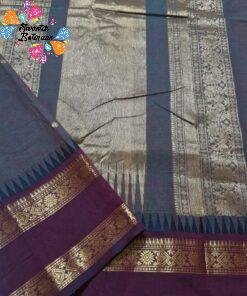 Brownish Grey With Dark Maroon Gold Zari Border Premium Kanchi Cotton Saree with Rich Pallu Brownish Grey With Dark Maroon Gold Zari Border Premium Kanchi Cotton Saree with Rich Pallu