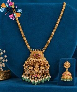 Welcome Swastik Boutiques, Sri Lanka Alternative view of Lakshmi Designer White With Green Pearl Mixed Matte Finished Haram