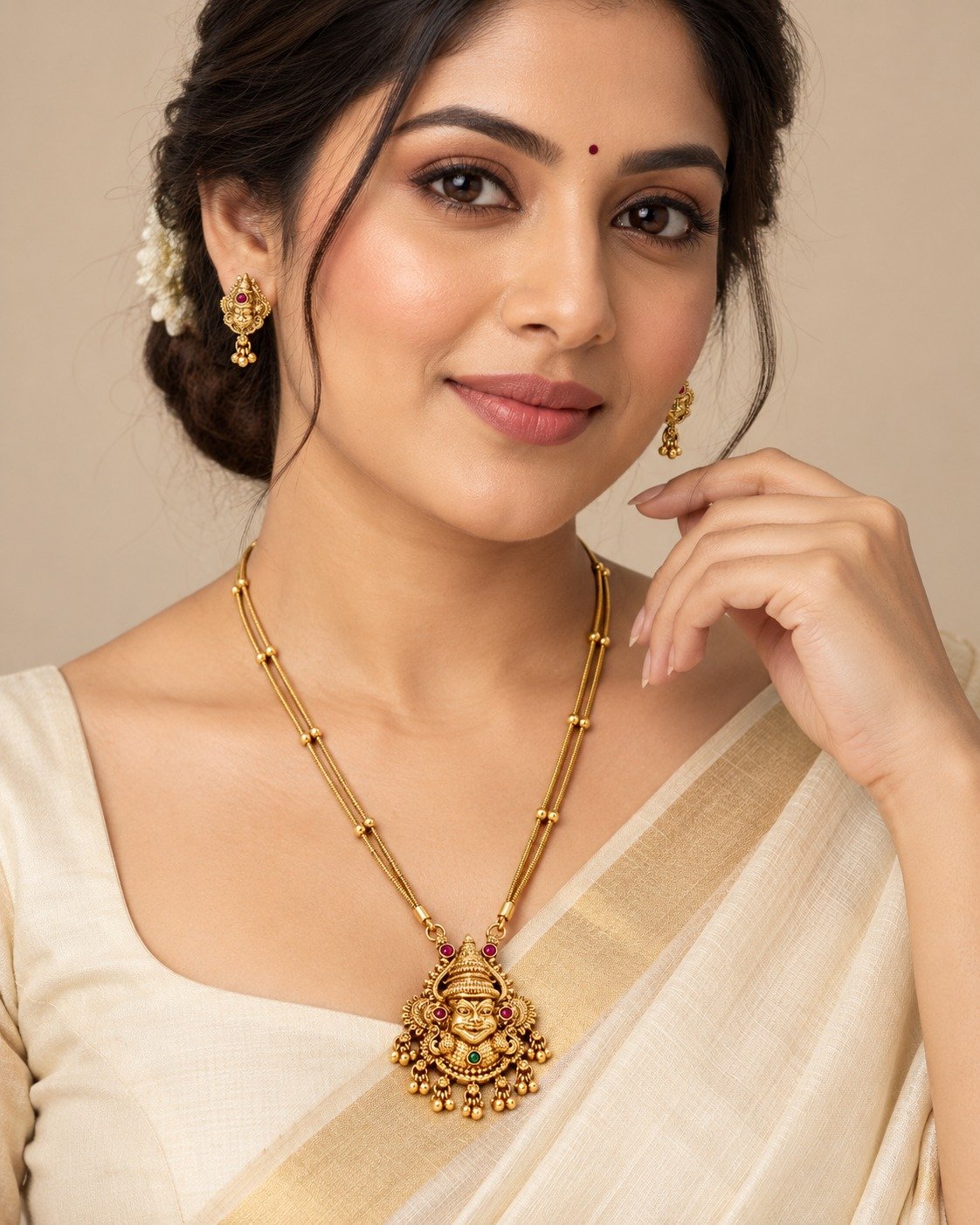 Perumal Face Designer Matte Finished Necklace Perumal Face Designer Matte Finished Necklace