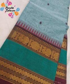 Light Aqua Blue with Teal Green And Maroon Premium Chettinad Cotton Saree Light Aqua Blue with Teal Green And Maroon Premium Chettinad Cotton Saree