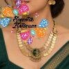 Premium Green Pendant With Coin Designer Matte Finished Necklace