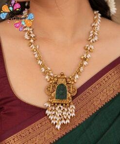 Premium Lakshmi Designer White With Gold Pearl Mixed Matte Finished Haram