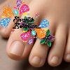 Flower Designer Green And Purple Stone Mixed Oxidised Silver Toe Rings