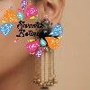 Peacock Designer Black Stone Oxidised Gold Premium Kashmiri Earrings