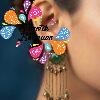 Peacock Designer Green Stone Oxidised Gold Premium Kashmiri Earrings