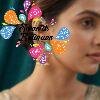 Premium Peacock Designer Green And Pink With White Ad Stone Mixed Matte Finished Ear Cuff Jhumka