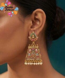 Premium Temple Kopuram Designer Matte Finished Jhumka