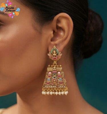 Premium Temple Kopuram Designer Matte Finished Jhumka