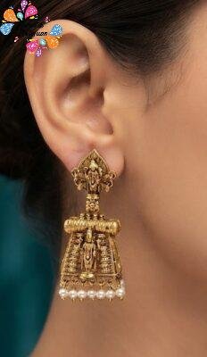 Premium Kopuram Designer White Pearl Matte Finished Jhumka