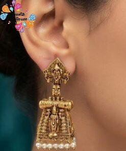 Premium Kopuram Designer White Pearl Matte Finished Jhumka