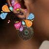 Green Stone Floral Designer Oxidised Gold Earrings